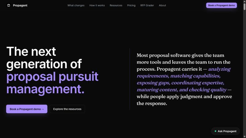Propagent public website — proposal pursuit management overview