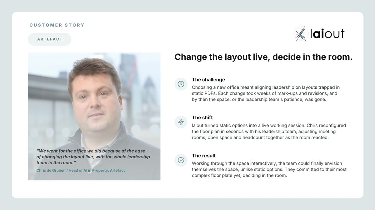 Artefact: Choosing a new office by changing the design live with laiout