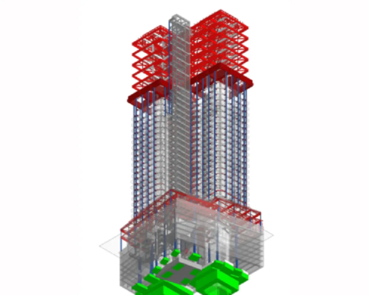 Structural Scan to BIM for Twin Towers of an Office Building