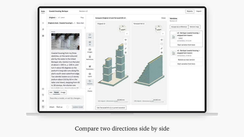 Compare two directions side by side