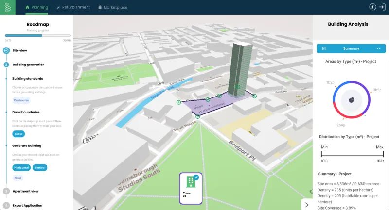 Generate basic buildings volumes based on UK and international space standard and building regulations