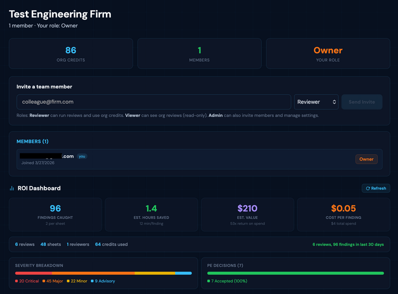  Add/remove firm members and set org standard editing and purchasing permissions (Reviewer, Admin or Owner). As an Org Owner or Admin, view a historical audit log of all actions performed by firm members.
