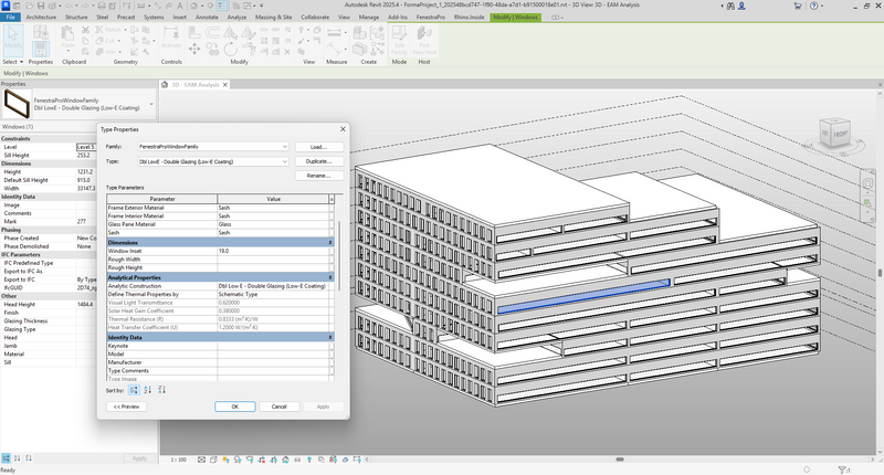 FenestraPro for Revit, Connect - Import Forma Model and auto-generate detailed EAM ready model.