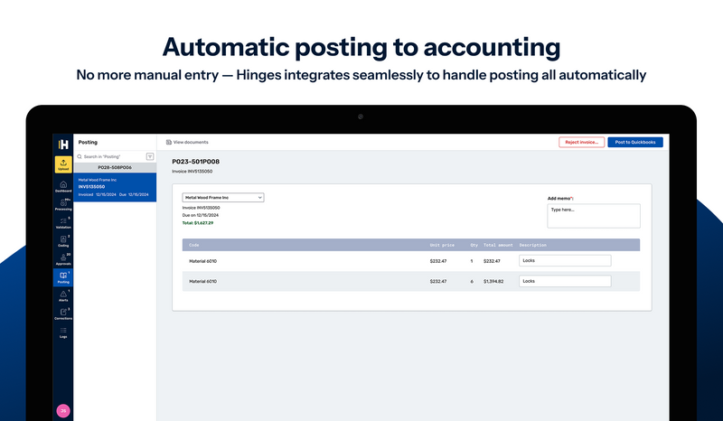 Post your invoices to QBO, Sage or any ERP with one-click