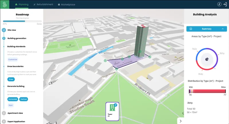 Analyse your development, gaining important information such as GEA, NIA, floor plate efficiency and manufacturability