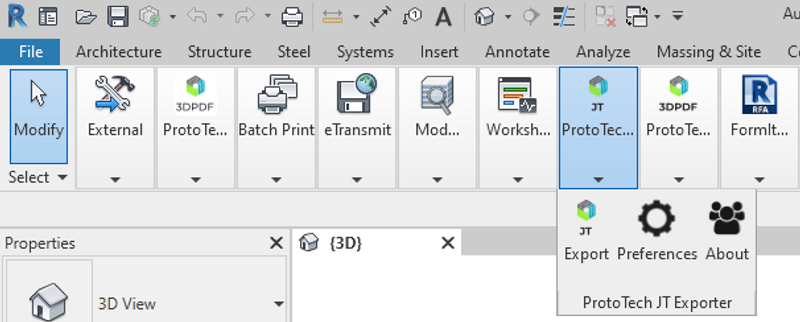 JT EXPORTER REVIT_EXPORT PERFERENCES