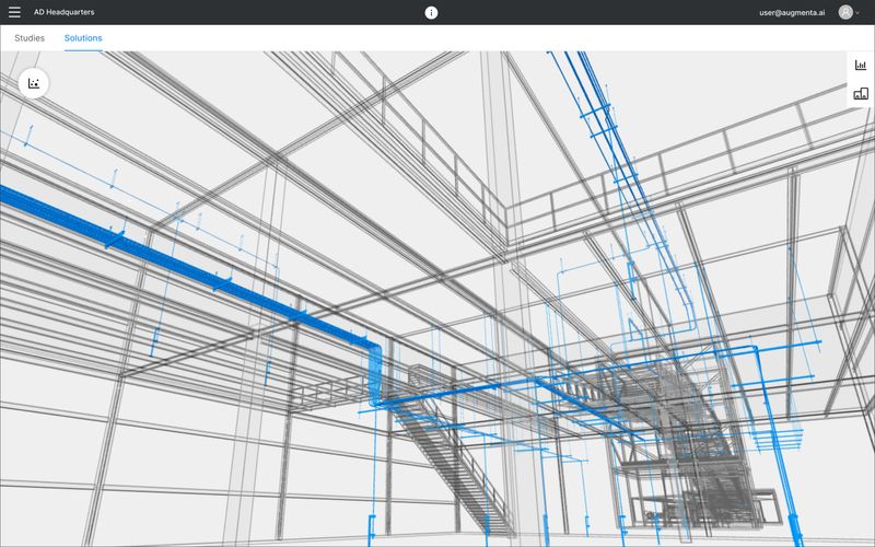 A detailed design of an electrical system automatically generated by Augmenta Electrical module