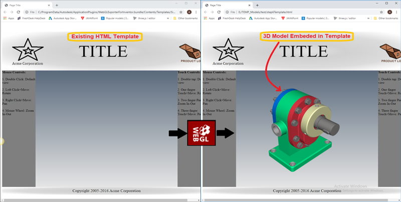 3D Model Embedded in Template