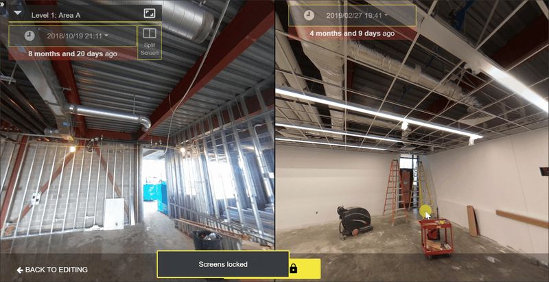 Locking the views in the split-screen so that they move together