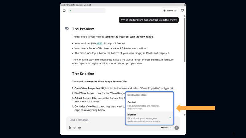 Mentor mode provides model-specific guidance