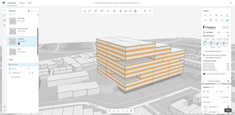 FenestraPro Envelope Analysis for Autodesk Forma - Define Glass to Wall Ratio.