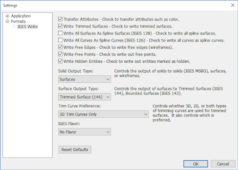 Settings dialog