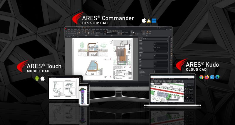 CAD Anywhere: Desktop CAD (Windows, Mac, Linux), Cloud CAD (runs in your Internet browser), and Mobile CAD (Android tablets/smartphones and iOS iPhone/iPad).